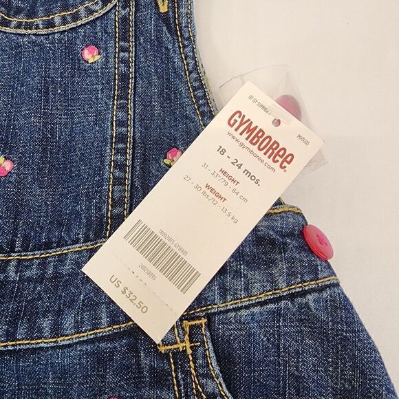 Gymboree Overall Dress Denim Flower Embroidered Size 18-24 mos NWT - Picture 3 of 5